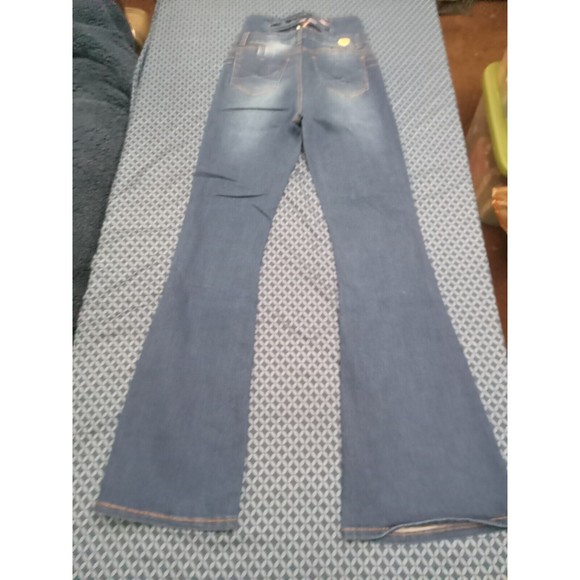WAIST 30 INCHES SIZE 7 FLARE JEANS STRETCH DENIM PUSH UP BLUE, 7-4 CTP1206 SZ7 - Picture 10 of 11